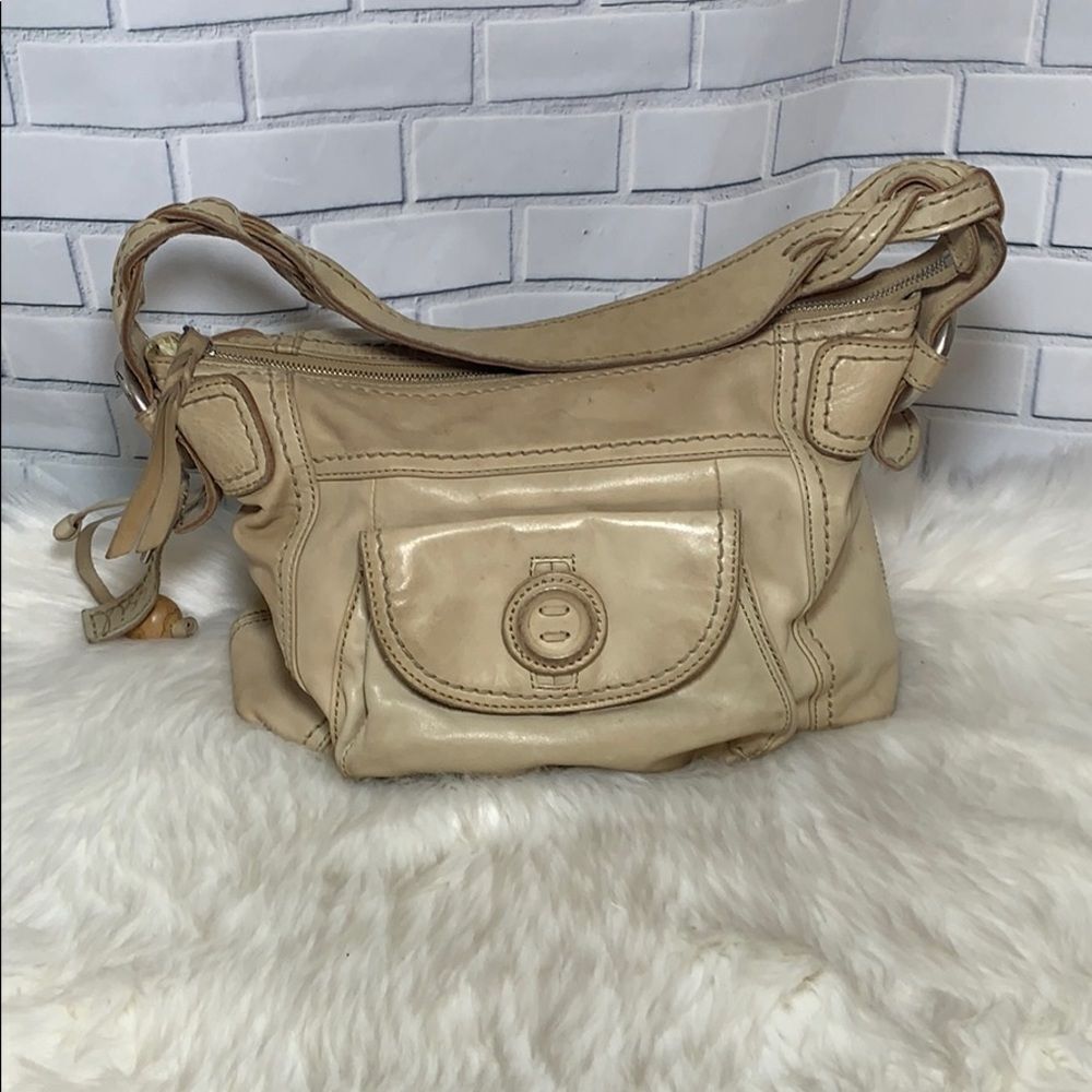 Fossil Light Tan Leather Shoulder Bag